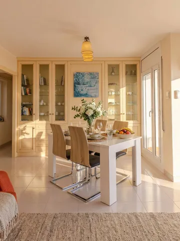 Vue sur la terrasse extérieure ensoleillée